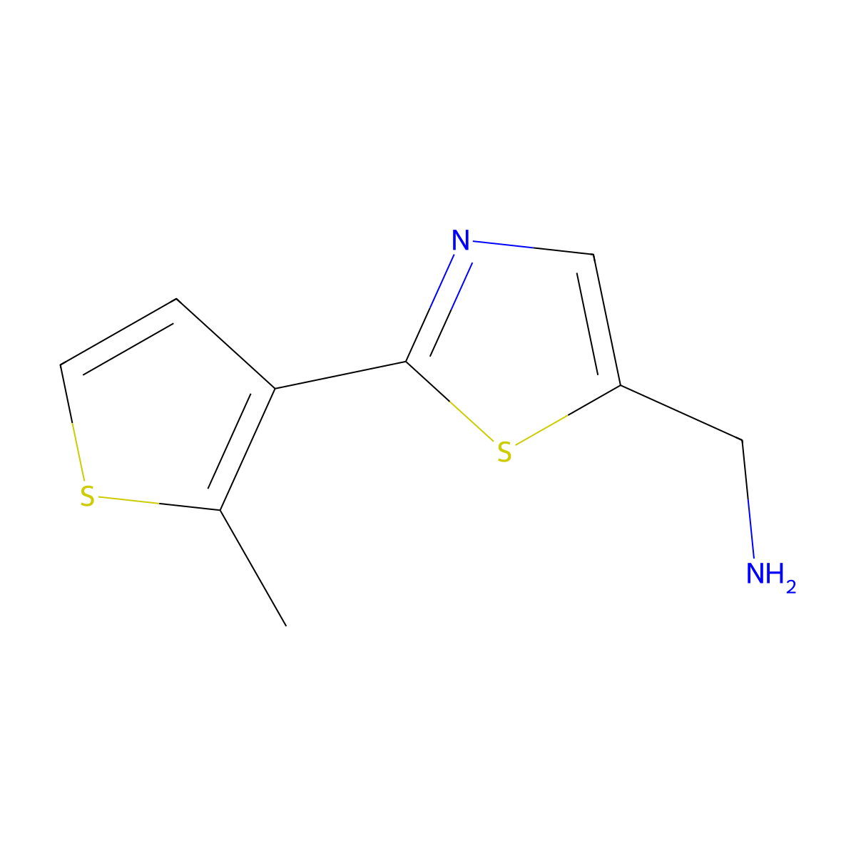 (2-(2-Methylthiophen-3-yl)thiazol-5-yl)methanamine molecular structure, CAS 1864230-20-5