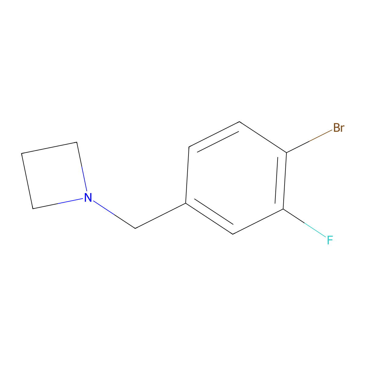 1-[(4-Bromo-3-fluorophenyl)methyl]azetidine molecular structure, CAS 1864231-20-8