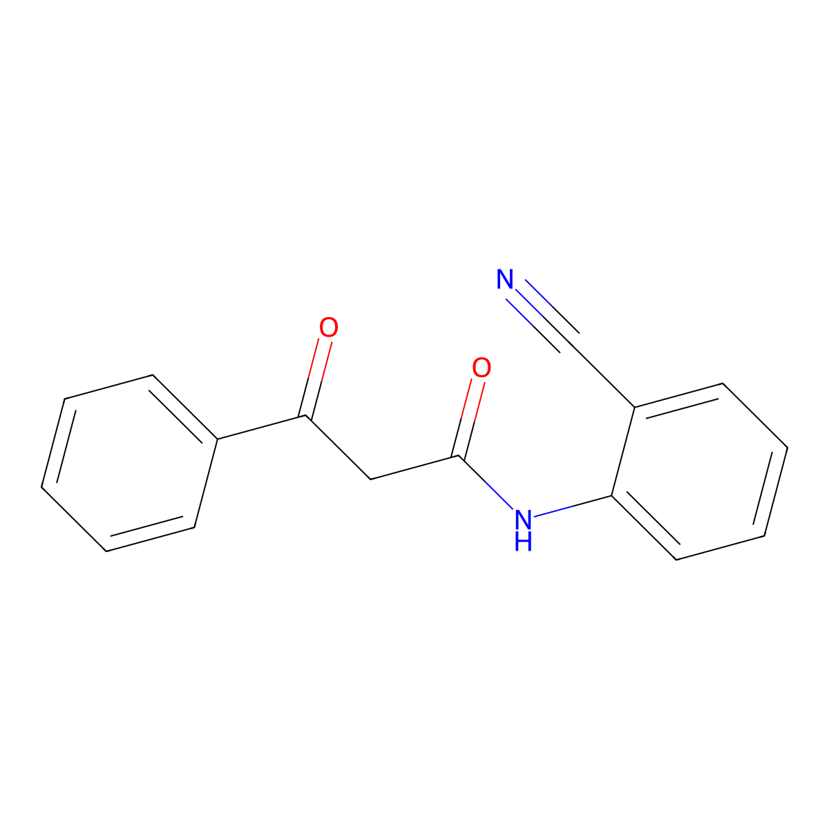 N-(2-cyanophenyl)-3-oxo-3-phenylpropanamide molecular structure, CAS 186424-45-3