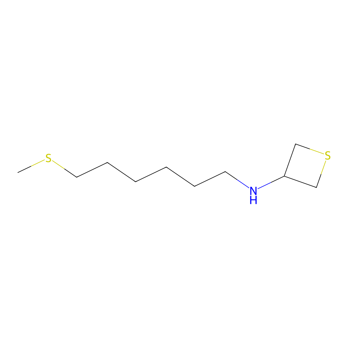 N-(6-(Methylthio)hexyl)thietan-3-amine molecular structure, CAS 1864246-45-6