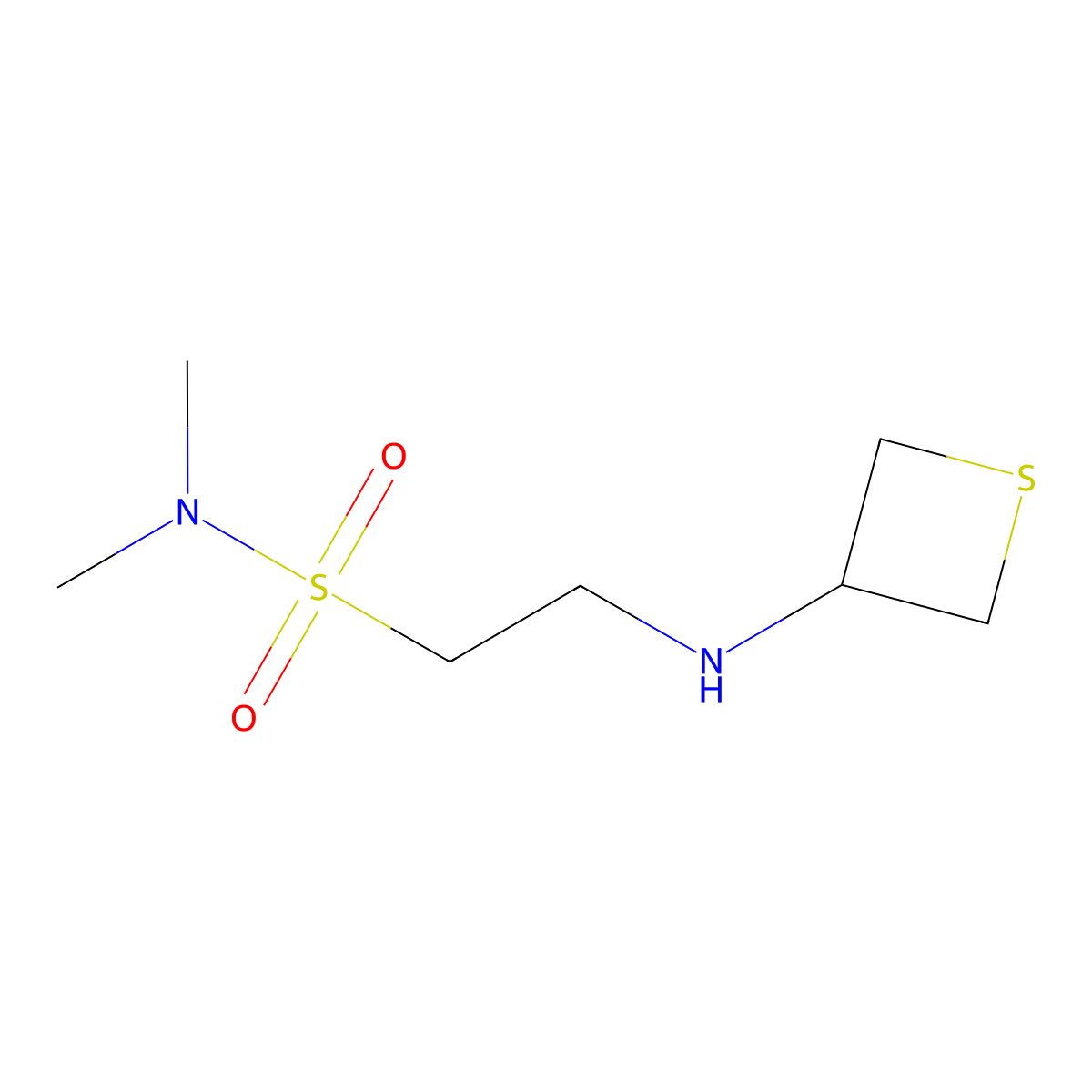 N,N-dimethyl-2-[(thietan-3-yl)amino]ethane-1-sulfonamide molecular structure, CAS 1864248-34-9