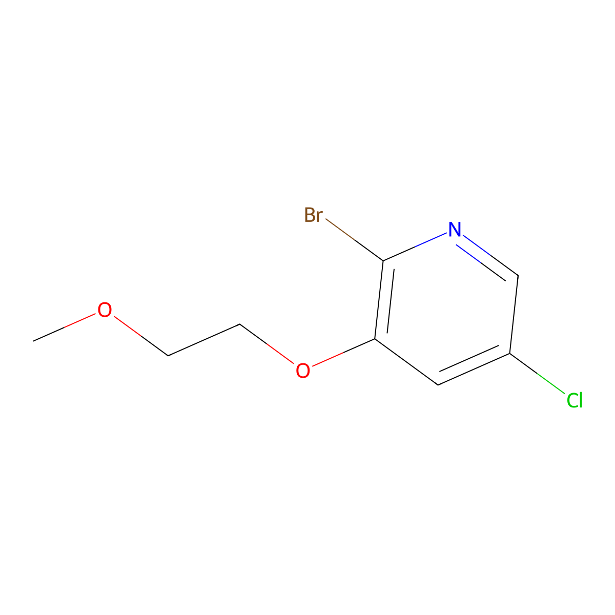 2-Bromo-5-chloro-3-(2-methoxyethoxy)pyridine molecular structure, CAS 1864249-77-3