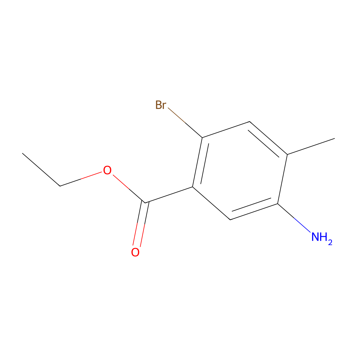 Ethyl 5-amino-2-bromo-4-methylbenzoate molecular structure, CAS 1864270-94-9