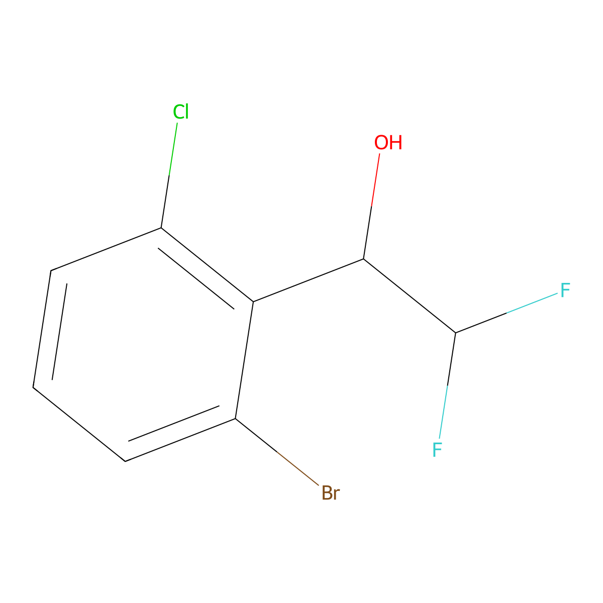 1-(2-Bromo-6-chlorophenyl)-2,2-difluoroethan-1-ol molecular structure, CAS 1864281-99-1