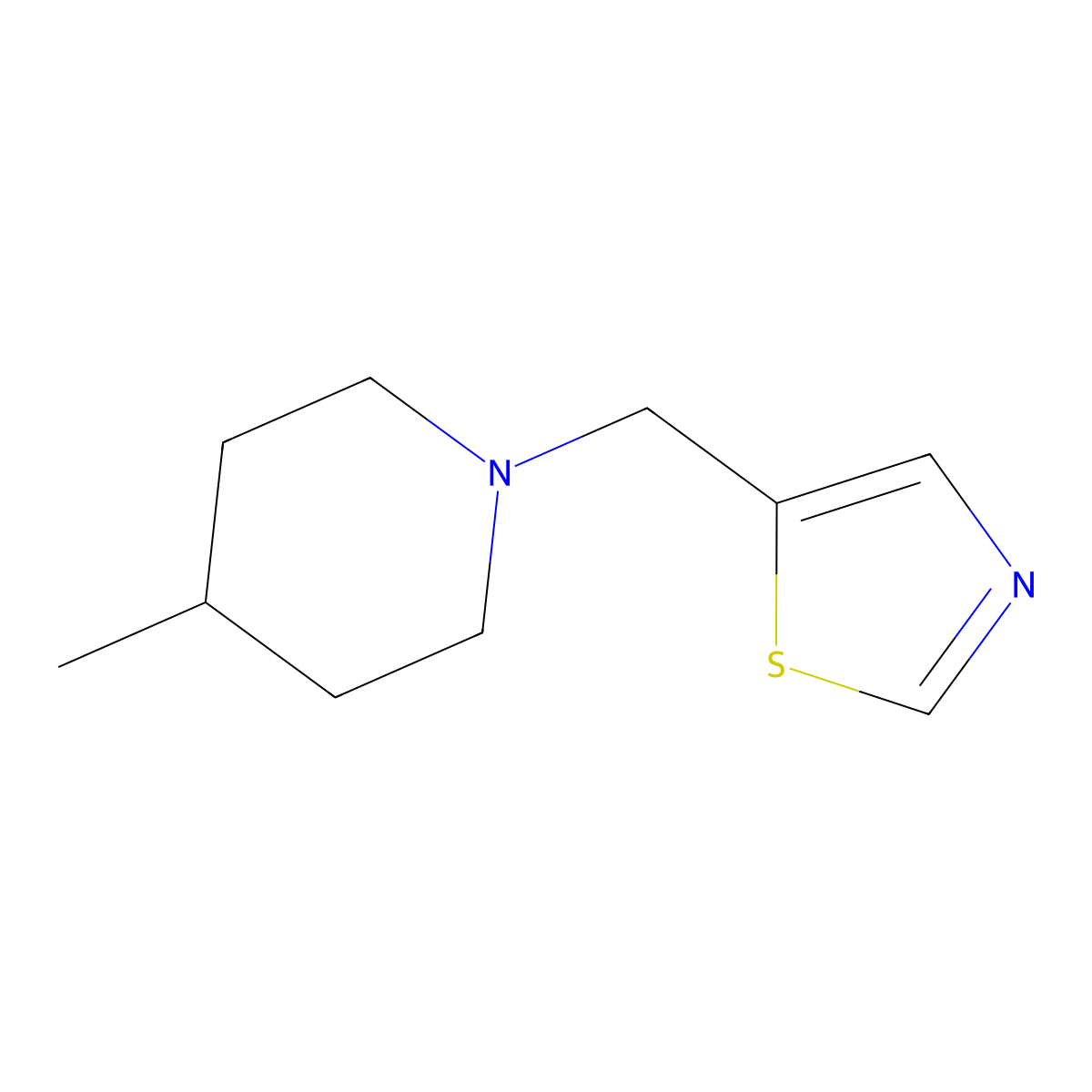 4-Methyl-1-[(1,3-thiazol-5-yl)methyl]piperidine molecular structure, CAS 1864292-58-9
