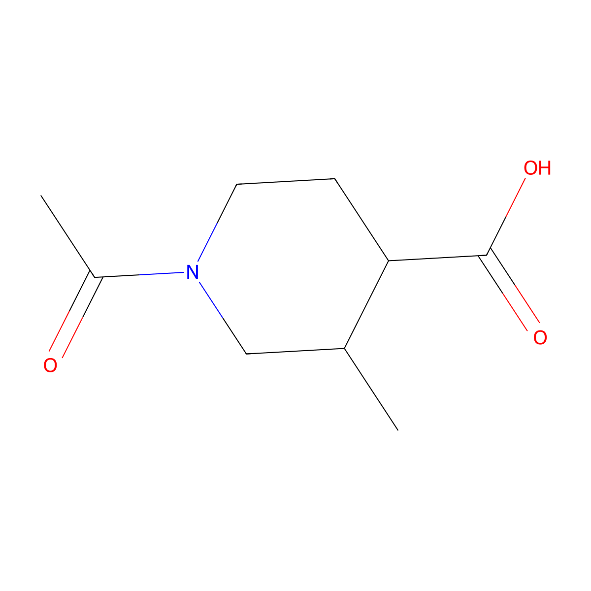 1-Acetyl-3-methylpiperidine-4-carboxylic acid molecular structure, CAS 1864296-89-8