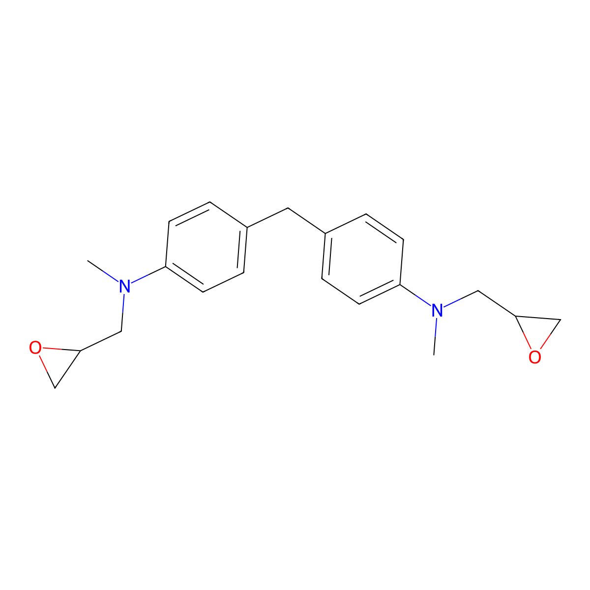 N,N'-((Methylenedi-4,1-phenylene))bis(N-methyl-2-oxiranemethanamine) molecular structure, CAS 18643-32-8
