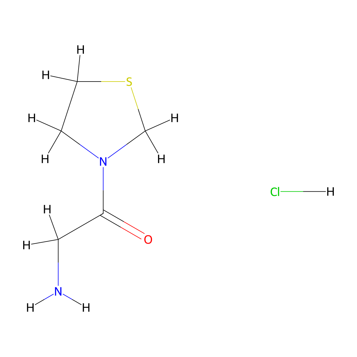 2-Amino-1-thiazolidin-3-yl-ethanone hydrochloride molecular structure, CAS 186431-49-2