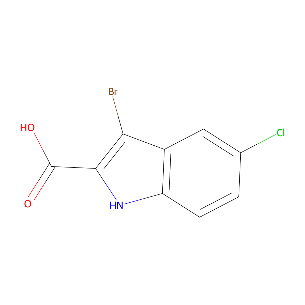 3-bromo-5-chloro-1H-indole-2-carboxylic acid molecular structure, CAS 186431-93-6