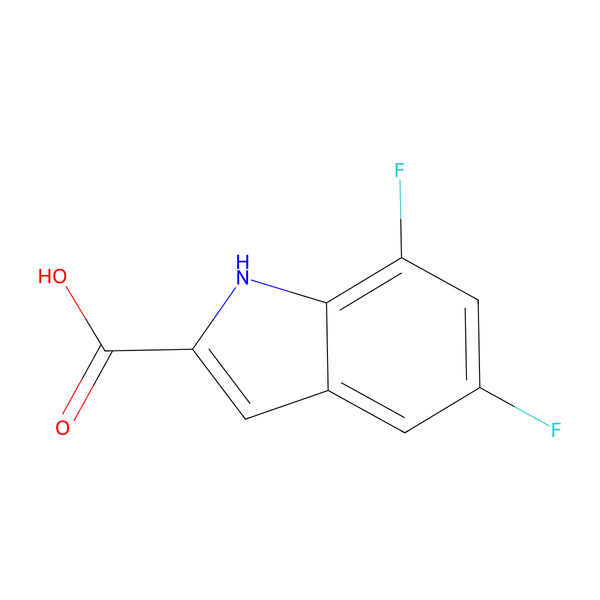 5,7-Difluoro-1H-indole-2-carboxylic acid molecular structure, CAS 186432-20-2