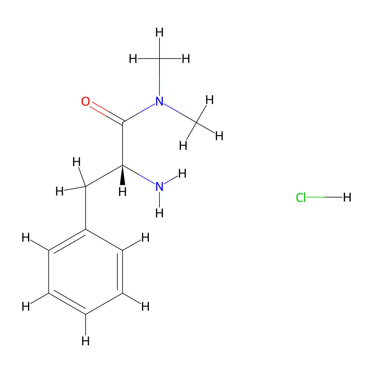(2R)-2-amino-N,N-dimethyl-3-phenylpropanamide hydrochloride molecular structure, CAS 186432-24-6