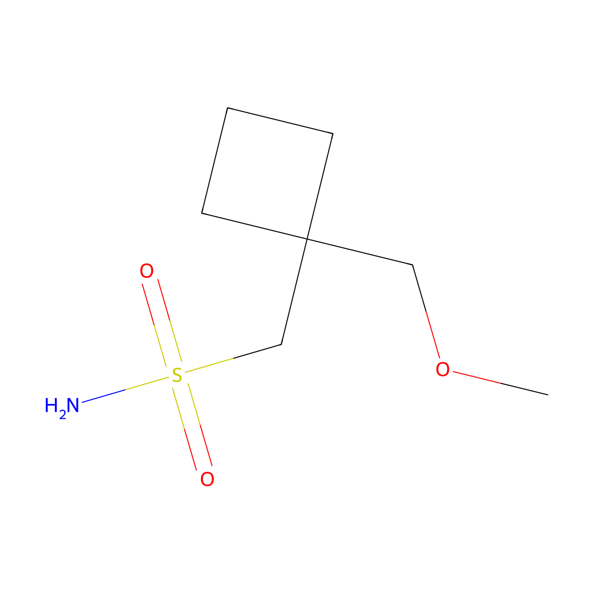 [1-(Methoxymethyl)cyclobutyl]methanesulfonamide molecular structure, CAS 1864321-16-3