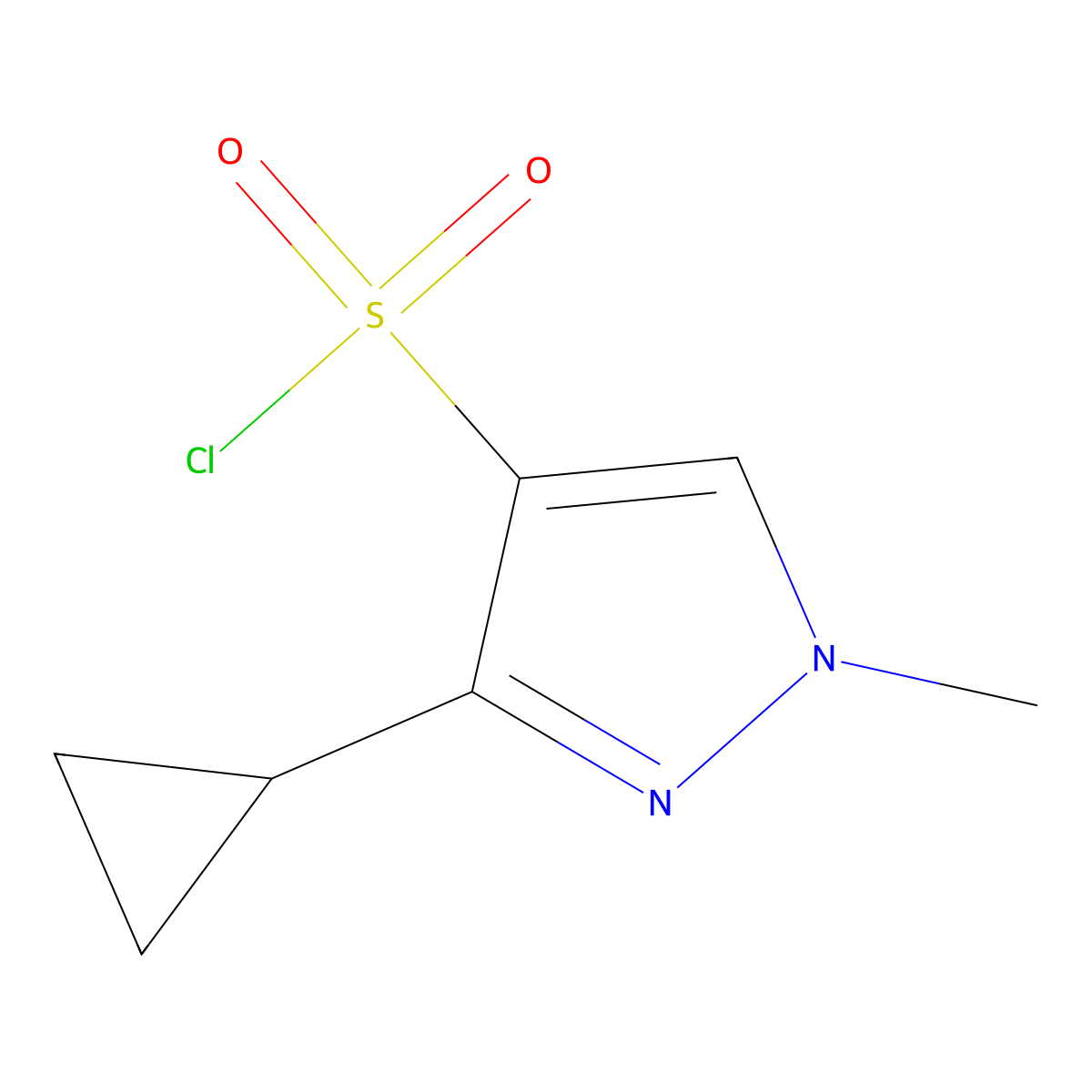 3-cyclopropyl-1-methyl-1H-pyrazole-4-sulfonyl chloride molecular structure, CAS 1864337-57-4