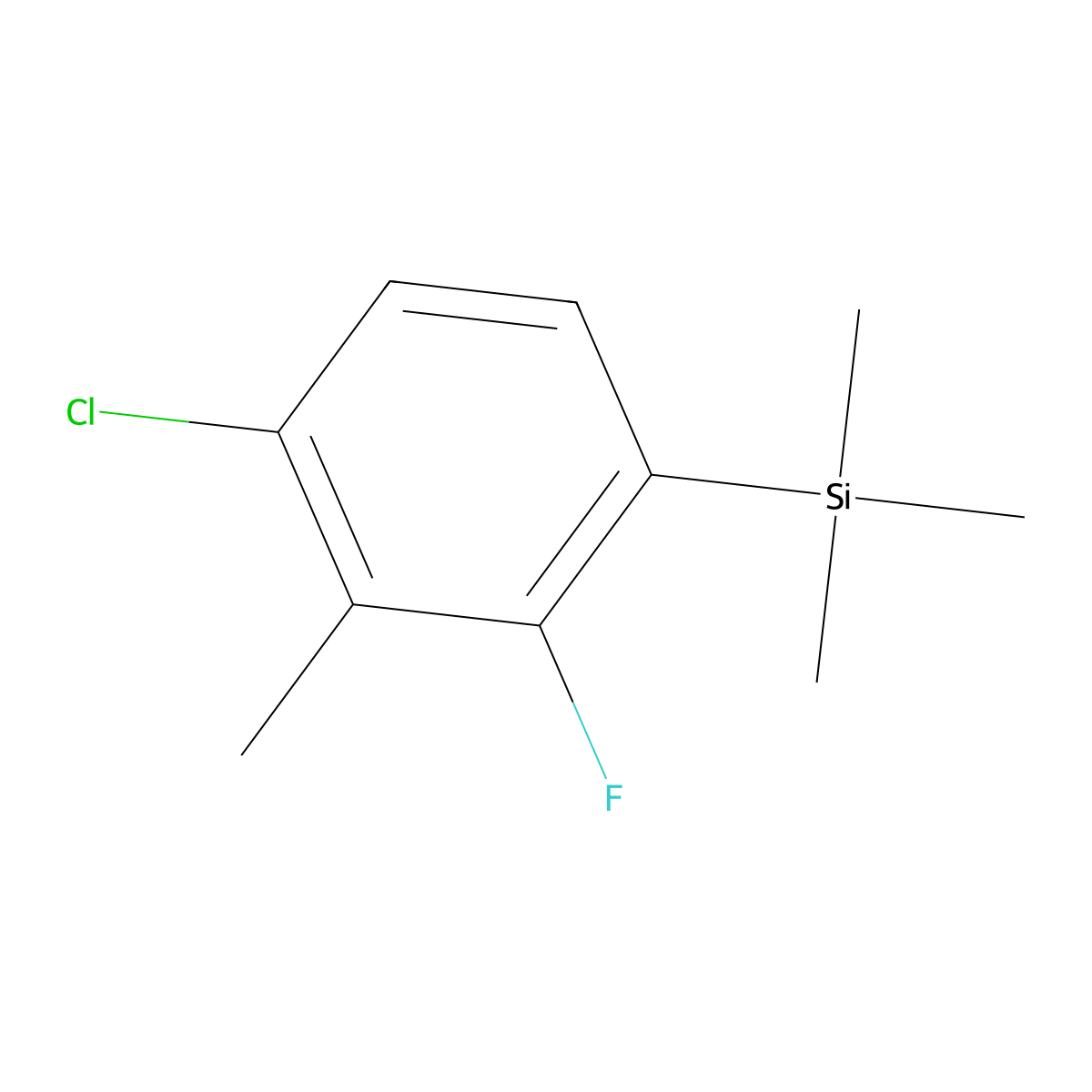 (4-Chloro-2-fluoro-3-methylphenyl)trimethylsilane molecular structure, CAS 1864342-53-9