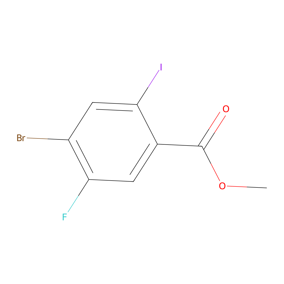 Methyl 4-bromo-5-fluoro-2-iodobenzoate molecular structure, CAS 1864354-56-2