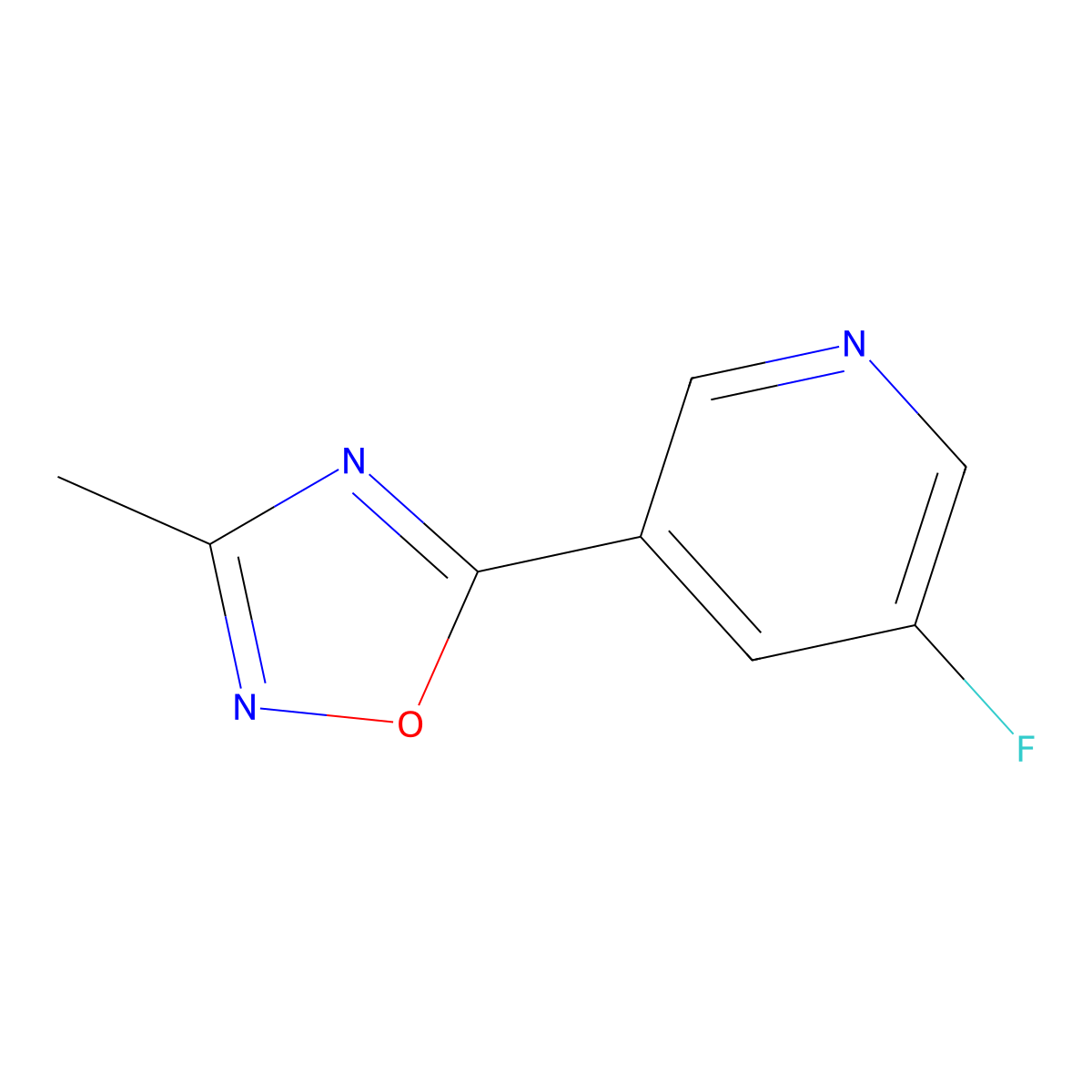 5-(5-Fluoropyridin-3-yl)-3-methyl-1,2,4-oxadiazole molecular structure, CAS 1864357-27-6