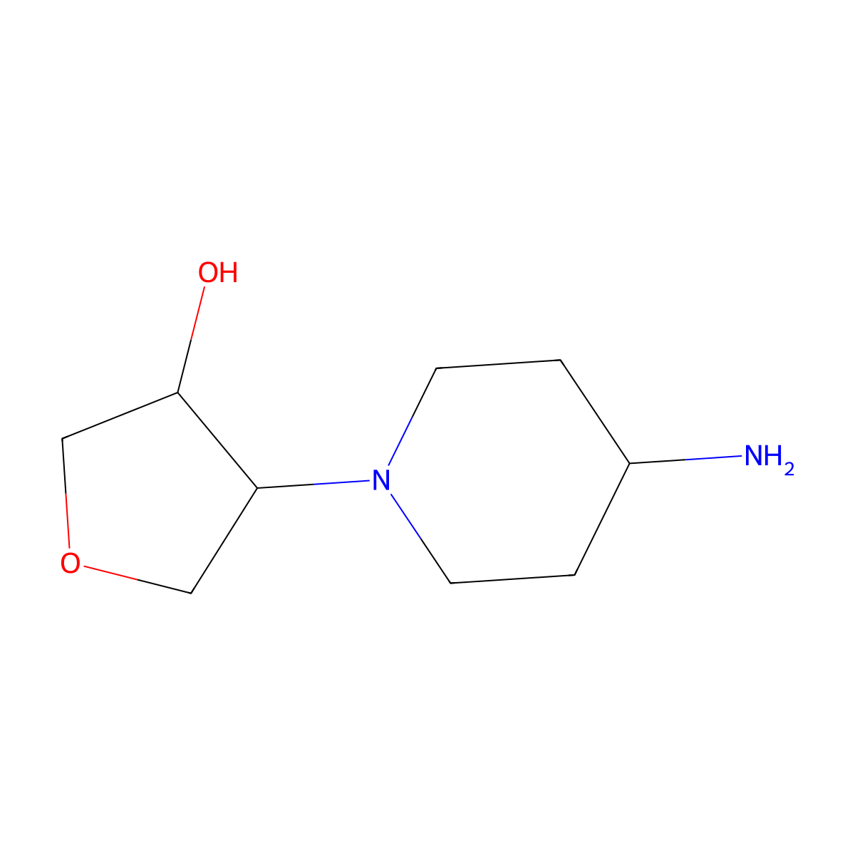 4-(4-Aminopiperidin-1-yl)oxolan-3-ol molecular structure, CAS 1864359-51-2