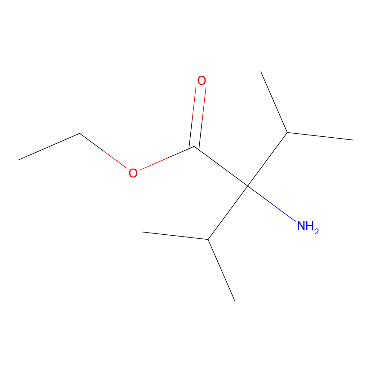 Ethyl 2-amino-3-methyl-2-(propan-2-yl)butanoate molecular structure, CAS 1864366-77-7