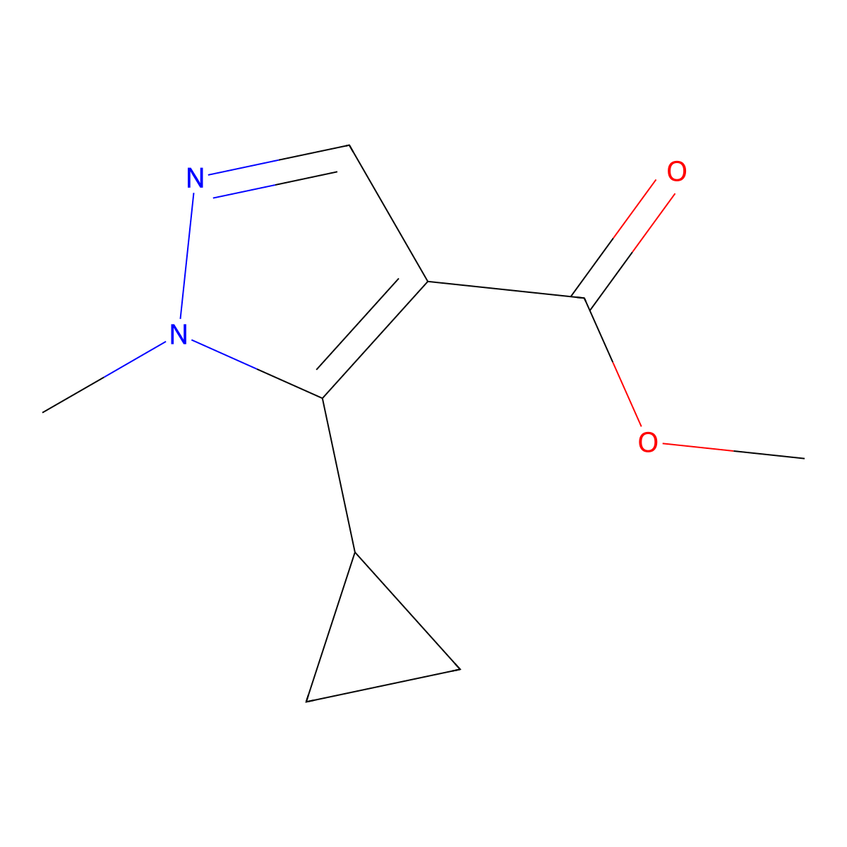 methyl 5-cyclopropyl-1-methyl-1H-pyrazole-4-carboxylate molecular structure, CAS 1864369-04-9