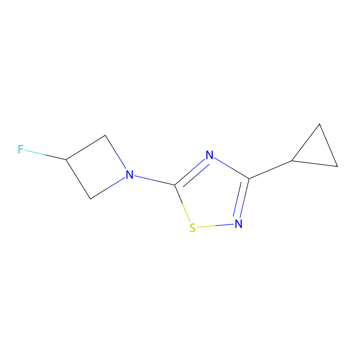 3-Cyclopropyl-5-(3-fluoroazetidin-1-yl)-1,2,4-thiadiazole molecular structure, CAS 1864370-22-8
