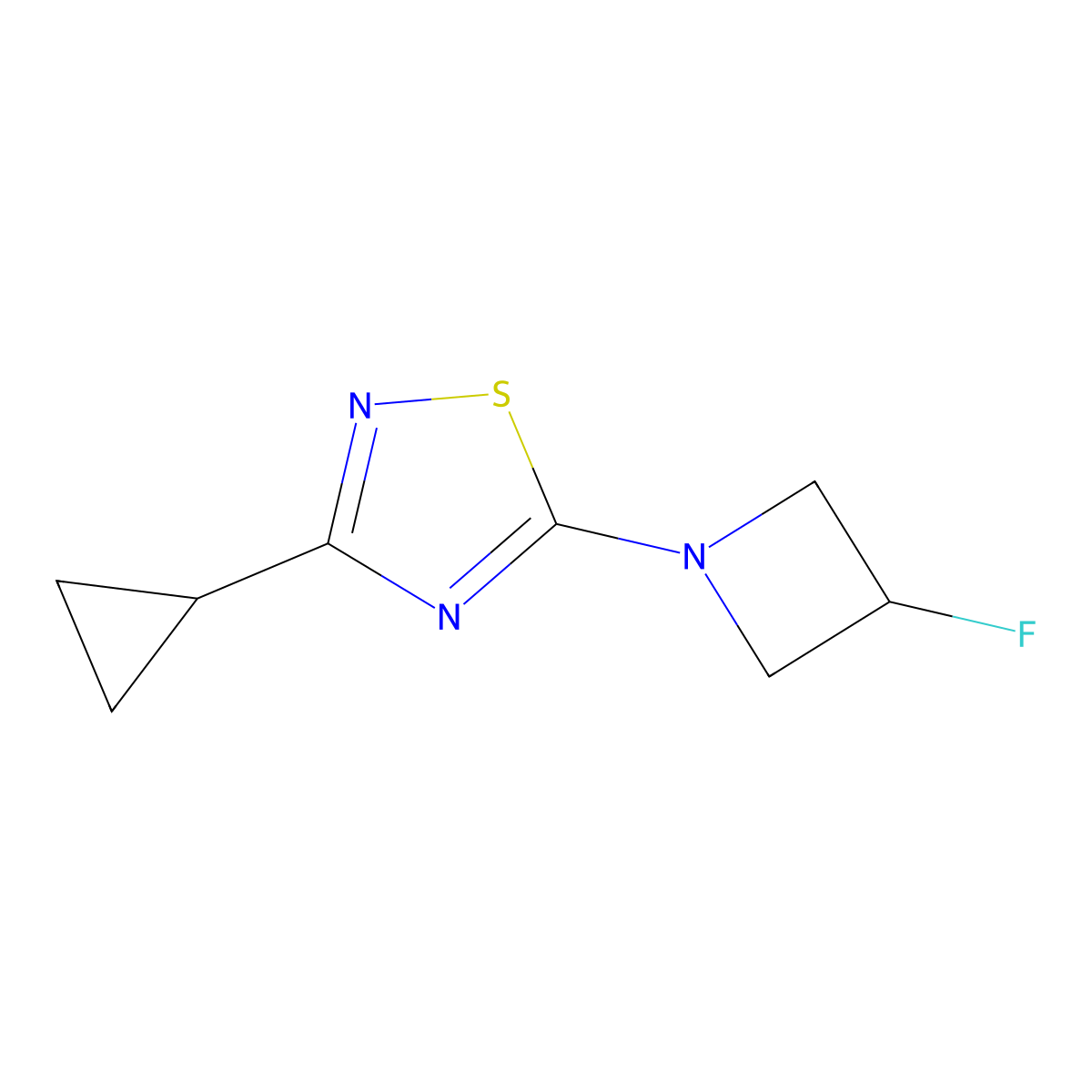 3-Cyclopropyl-5-(3-fluoroazetidin-1-yl)-1,2,4-thiadiazole molecular structure, CAS 1864370-22-8