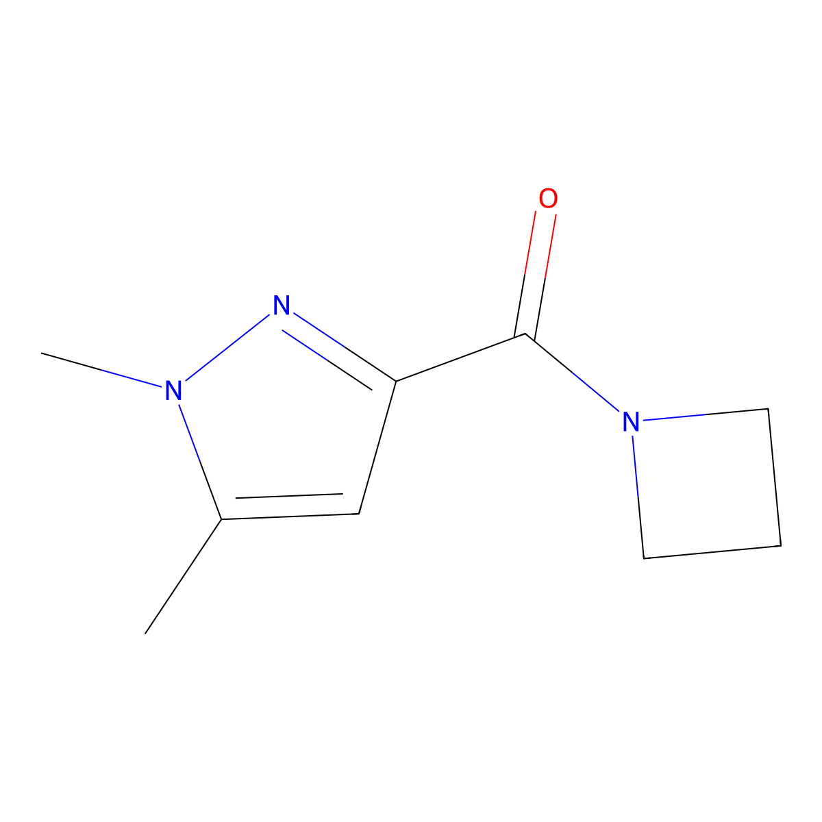 3-(azetidine-1-carbonyl)-1,5-dimethyl-1H-pyrazole molecular structure, CAS 1864373-54-5