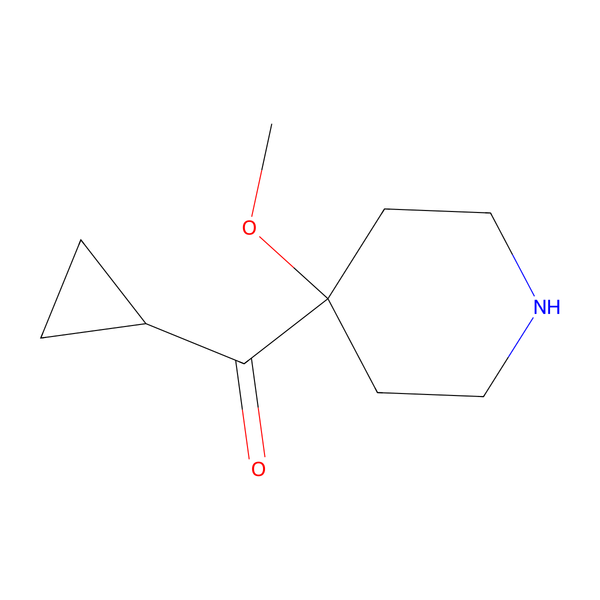 4-Cyclopropanecarbonyl-4-methoxypiperidine molecular structure, CAS 1864374-24-2