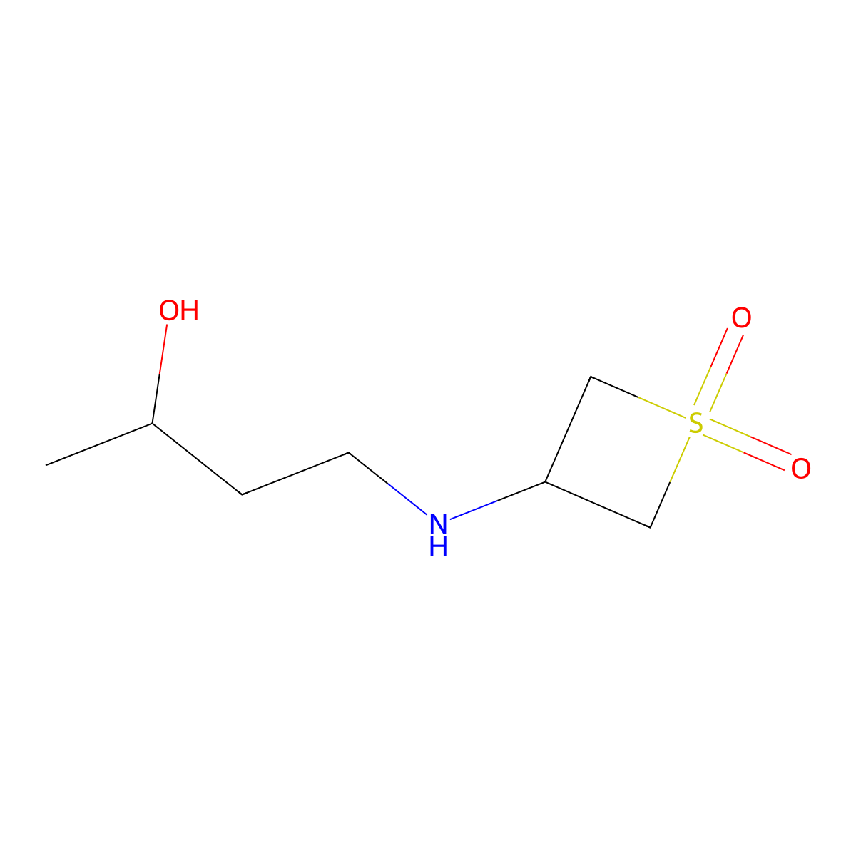 3-((3-Hydroxybutyl)amino)thietane 1,1-dioxide molecular structure, CAS 1864388-08-8
