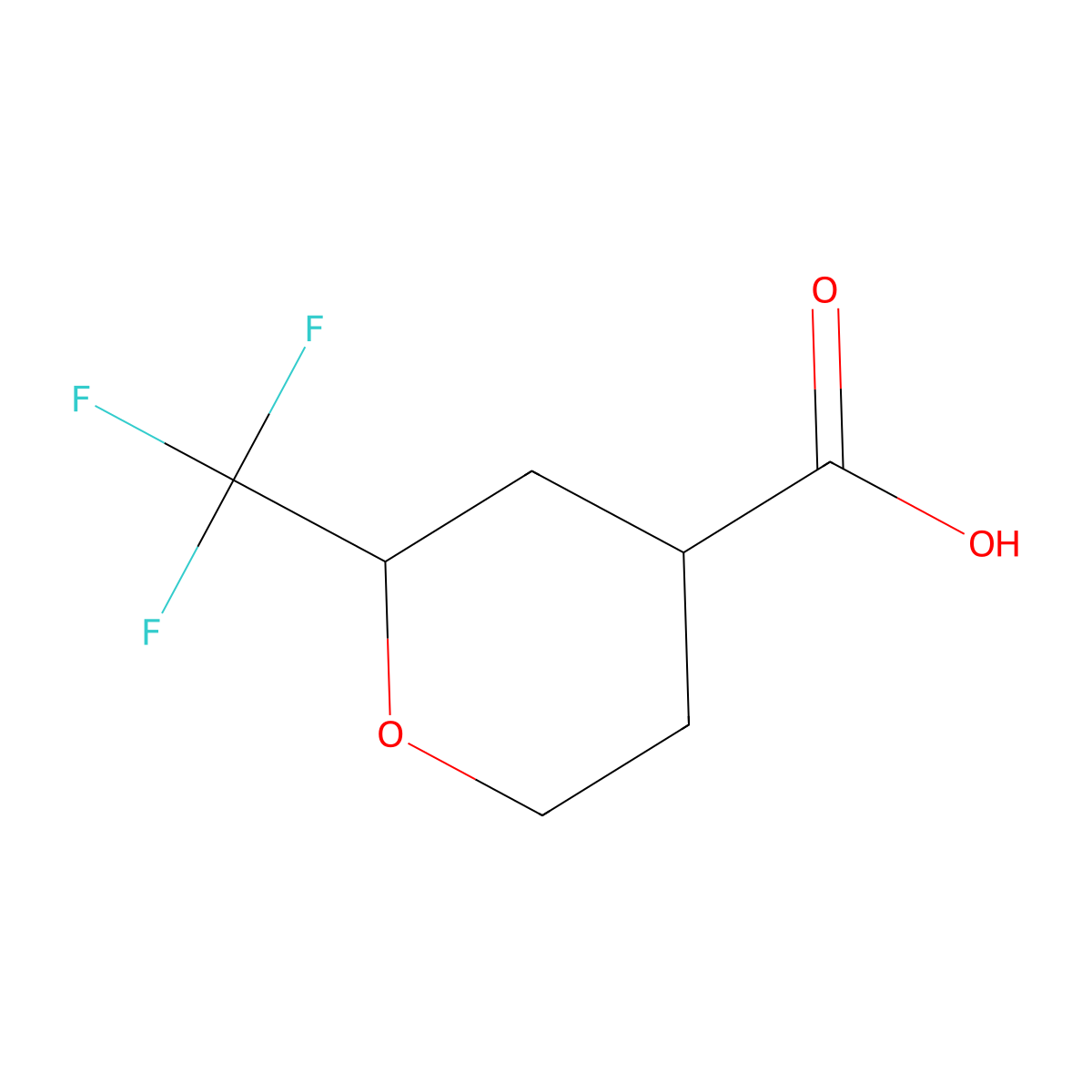 2-(Trifluoromethyl)oxane-4-carboxylic acid molecular structure, CAS 1864428-00-1