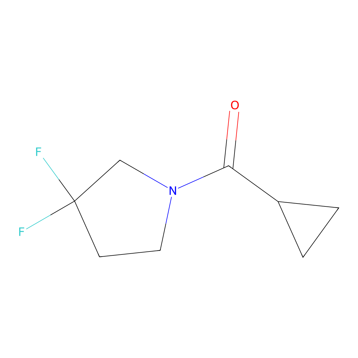 Cyclopropyl(3,3-difluoropyrrolidin-1-yl)methanone molecular structure, CAS 1864428-56-7