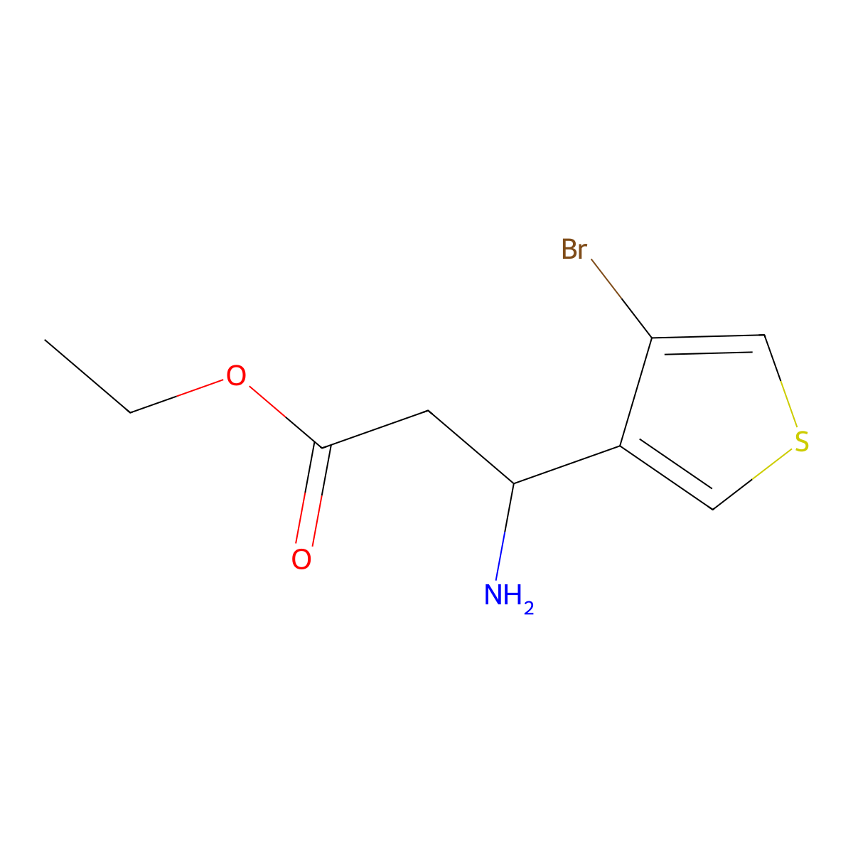 Ethyl 3-amino-3-(4-bromothiophen-3-yl)propanoate molecular structure, CAS 1864438-40-3