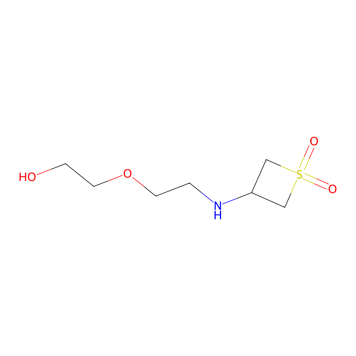 3-((2-(2-Hydroxyethoxy)ethyl)amino)thietane 1,1-dioxide molecular structure, CAS 1864459-51-7
