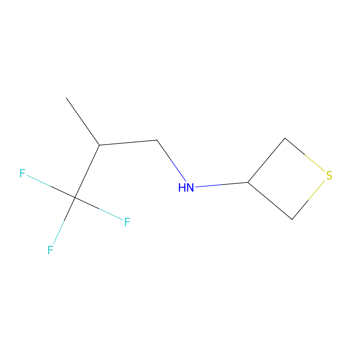 N-(3,3,3-Trifluoro-2-methylpropyl)thietan-3-amine molecular structure, CAS 1864466-88-5