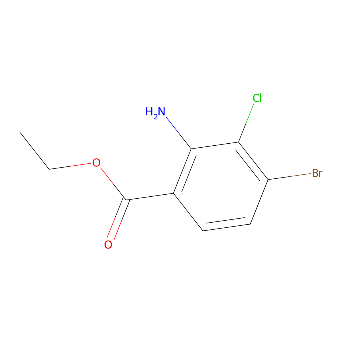 Ethyl 2-amino-4-bromo-3-chlorobenzoate molecular structure, CAS 1864492-35-2