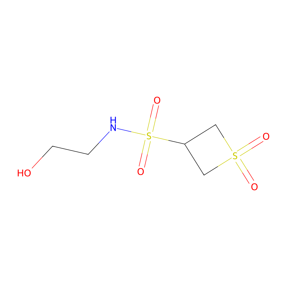 N-(2-Hydroxyethyl)thietane-3-sulfonamide 1,1-dioxide molecular structure, CAS 1864494-88-1
