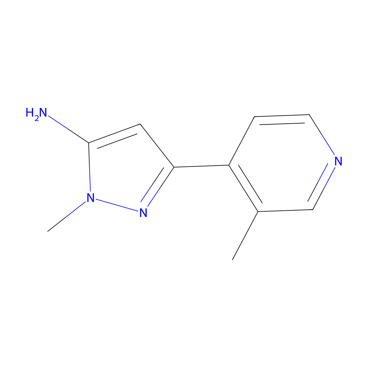 1-Methyl-3-(3-methylpyridin-4-yl)-1H-pyrazol-5-amine molecular structure, CAS 1864500-29-7
