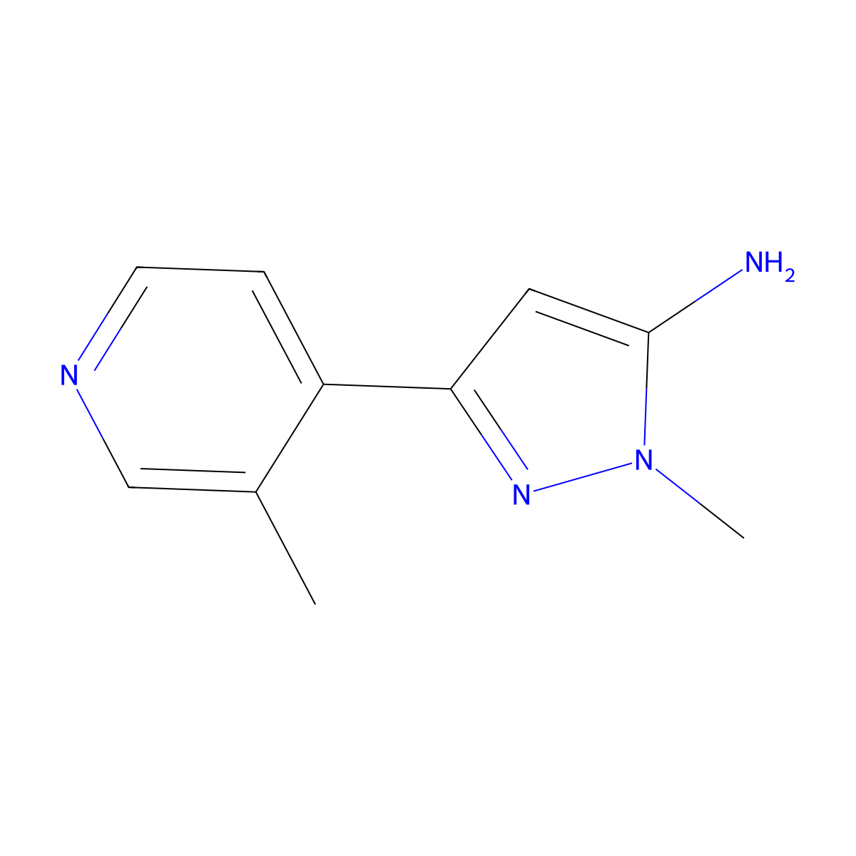1-Methyl-3-(3-methylpyridin-4-yl)-1H-pyrazol-5-amine molecular structure, CAS 1864500-29-7