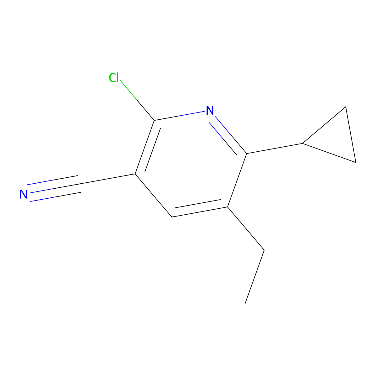 2-Chloro-6-cyclopropyl-5-ethylpyridine-3-carbonitrile molecular structure, CAS 1864503-27-4