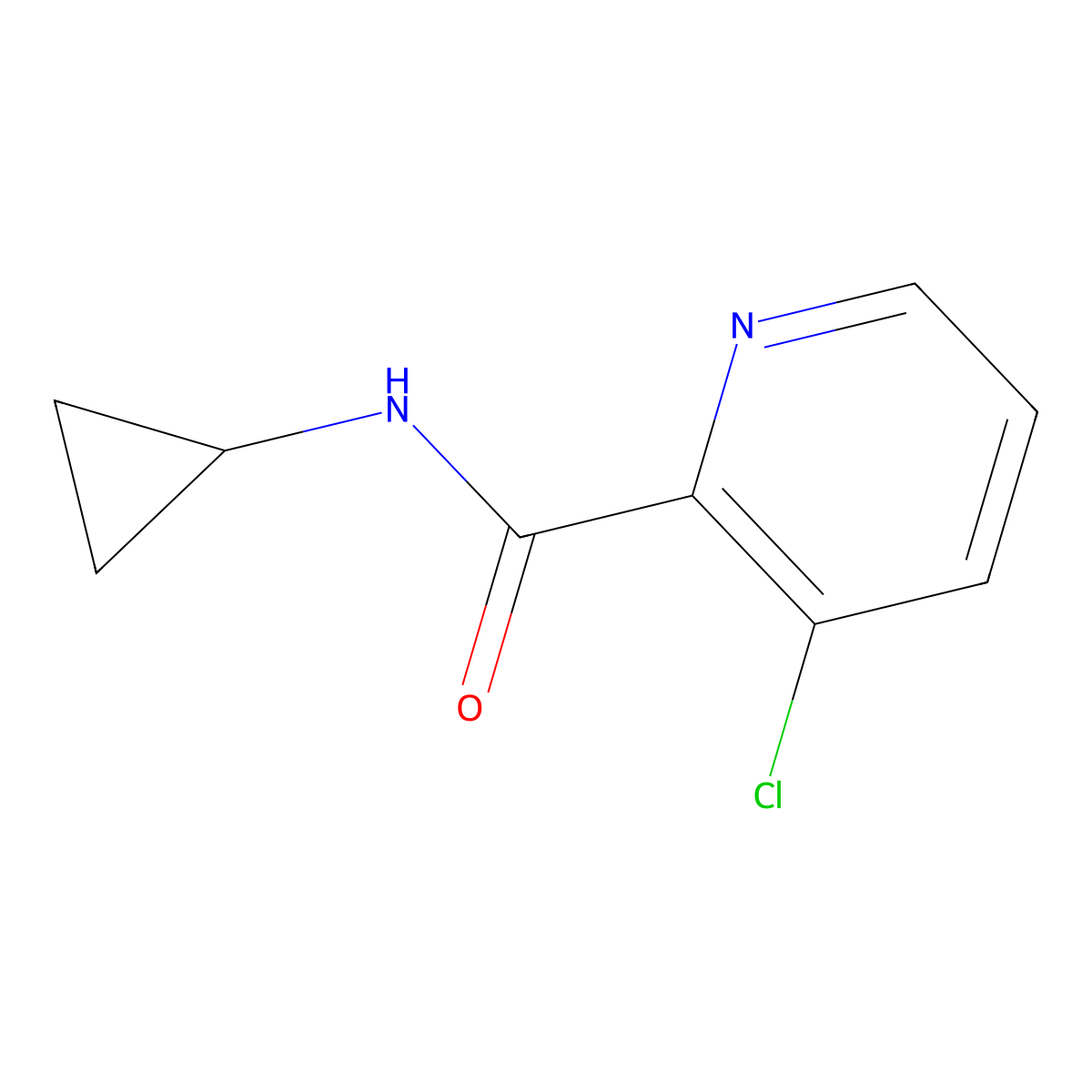 3-chloro-N-cyclopropylpicolinamide molecular structure, CAS 1864510-31-5