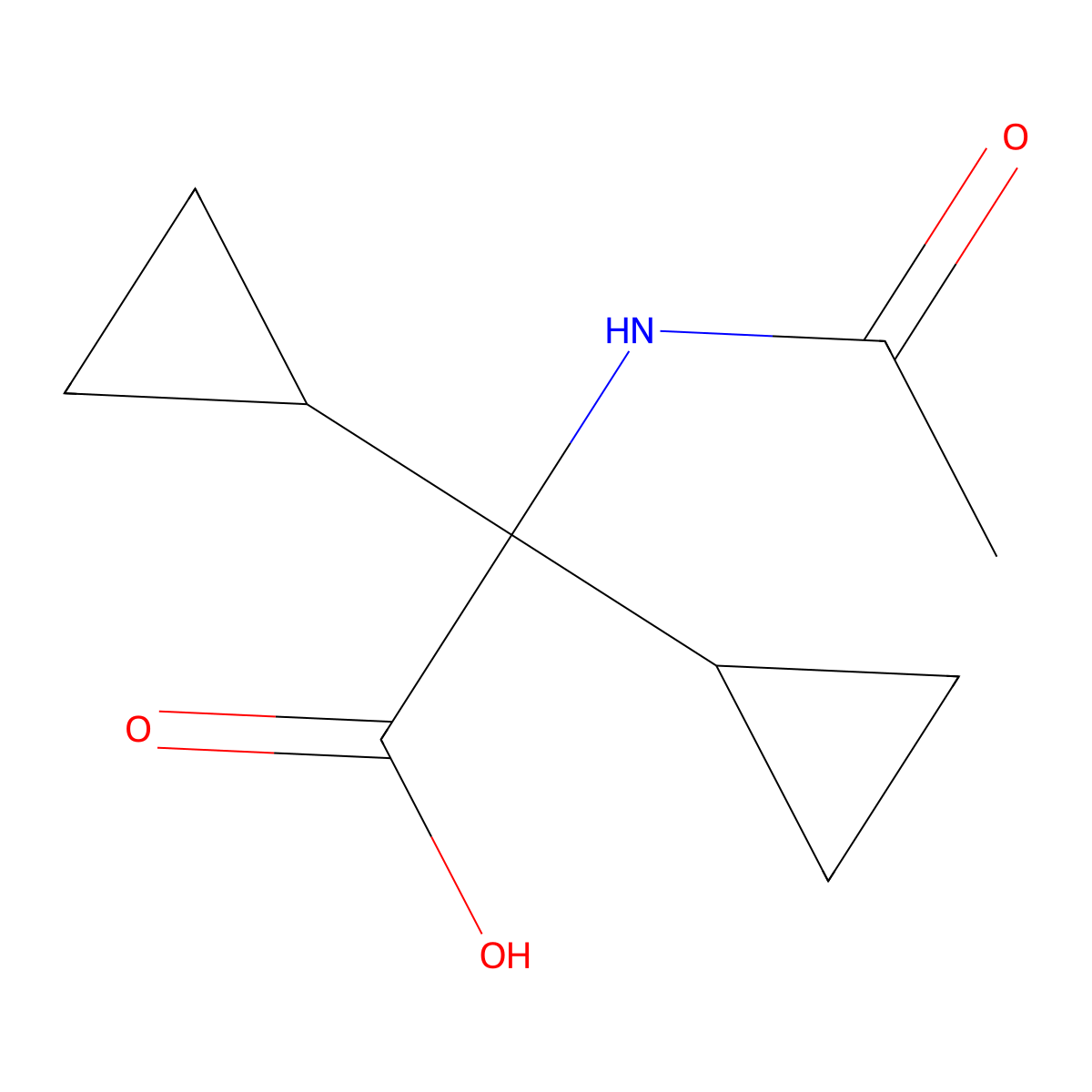 2,2-Dicyclopropyl-2-acetamidoacetic acid molecular structure, CAS 1864533-72-1