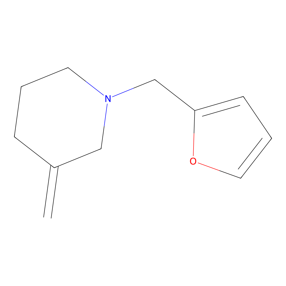 1-(Furan-2-ylmethyl)-3-methylenepiperidine molecular structure, CAS 1864543-67-8