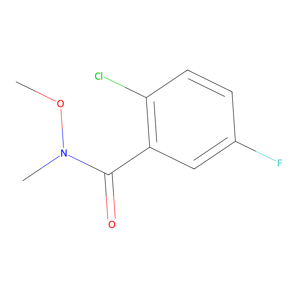 2-chloro-5-fluoro-N-methoxy-N-methylbenzamide molecular structure, CAS 1864552-45-3