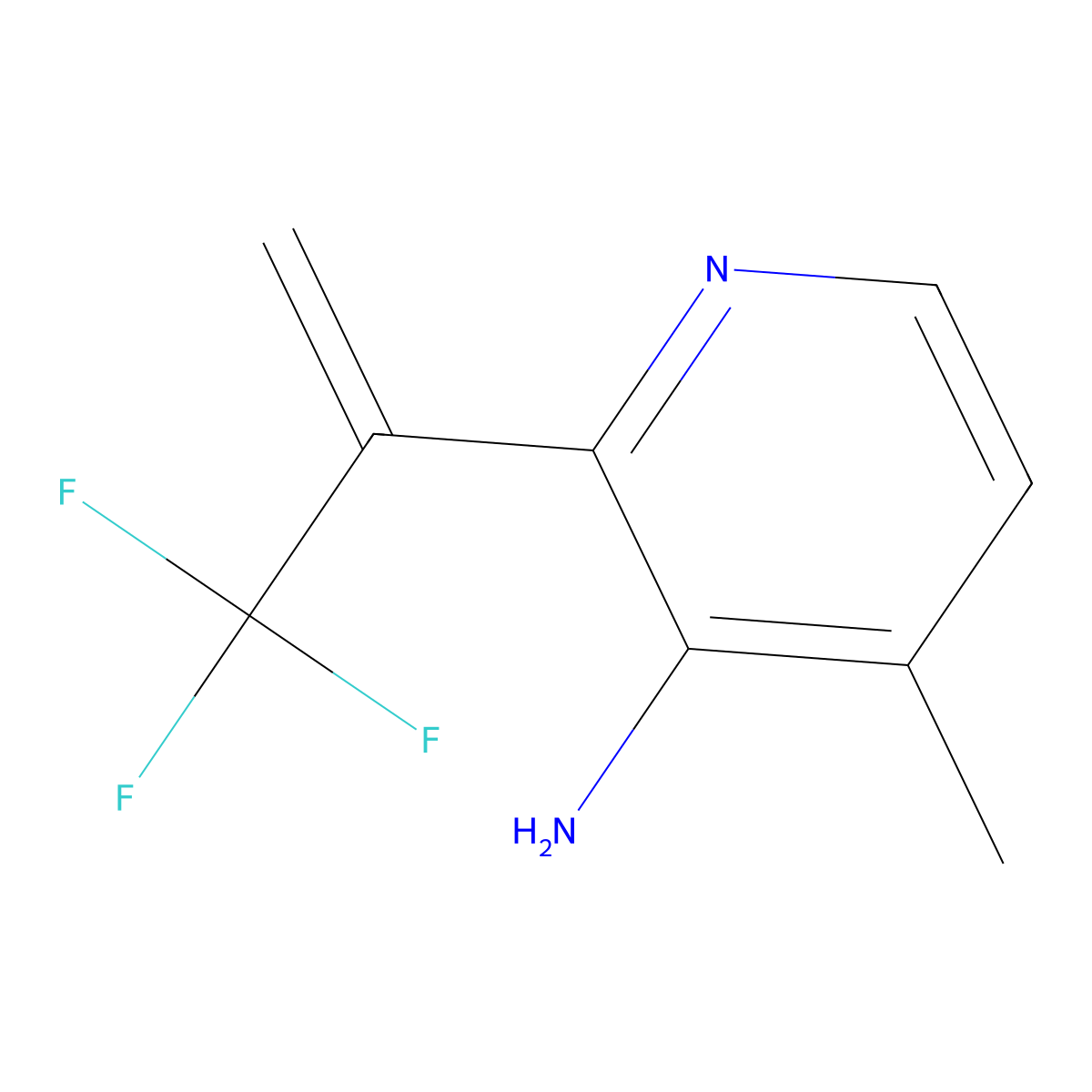 4-Methyl-2-[1-(trifluoromethyl)vinyl]pyridin-3-amine molecular structure, CAS 1864566-98-2