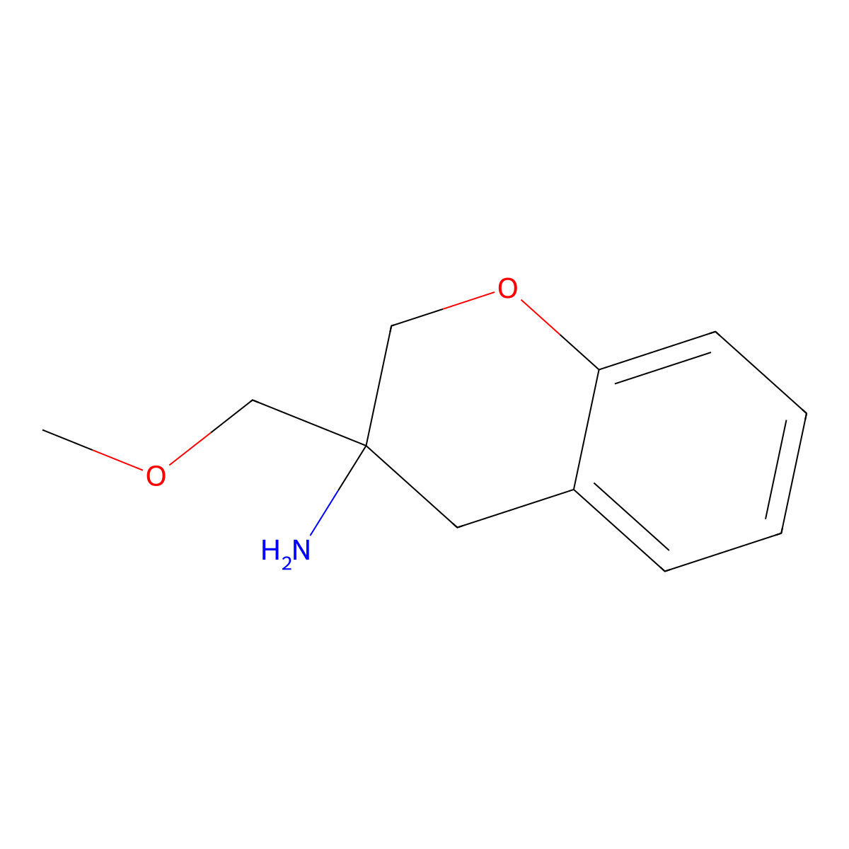 3-(Methoxymethyl)-3,4-dihydro-2H-1-benzopyran-3-amine molecular structure, CAS 1864575-24-5