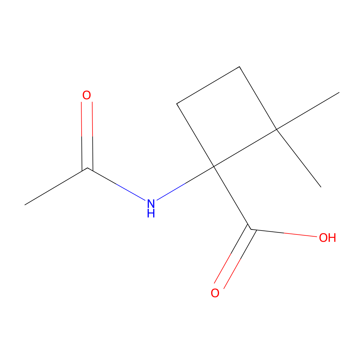 1-Acetamido-2,2-dimethylcyclobutane-1-carboxylic acid molecular structure, CAS 1864586-90-2