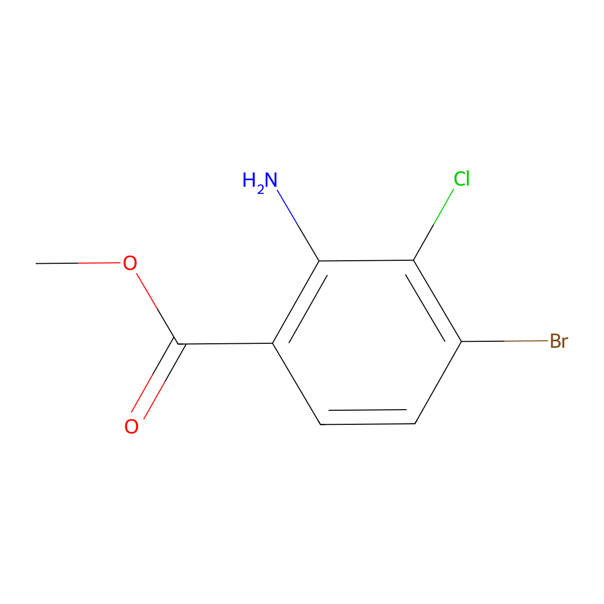 Methyl 2-amino-4-bromo-3-chlorobenzoate molecular structure, CAS 1864596-69-9