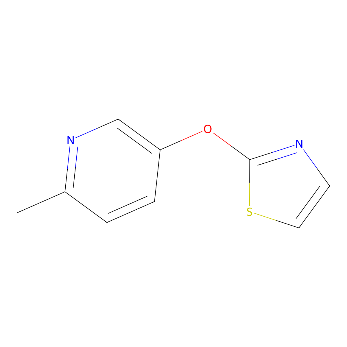 2-Methyl-5-(1,3-thiazol-2-yloxy)pyridine molecular structure, CAS 1864608-00-3