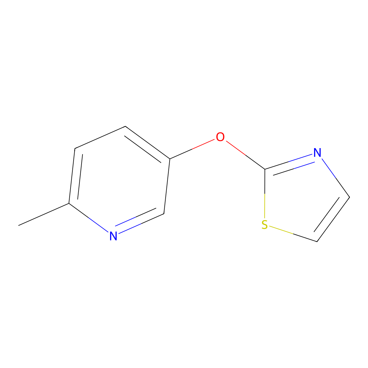 2-Methyl-5-(1,3-thiazol-2-yloxy)pyridine molecular structure, CAS 1864608-00-3
