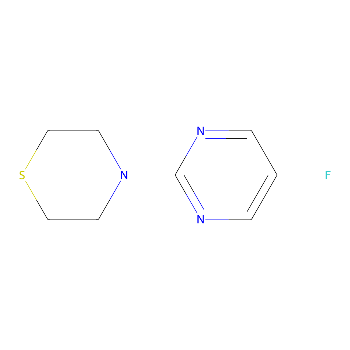 4-(5-Fluoropyrimidin-2-yl)thiomorpholine molecular structure, CAS 1864623-61-9