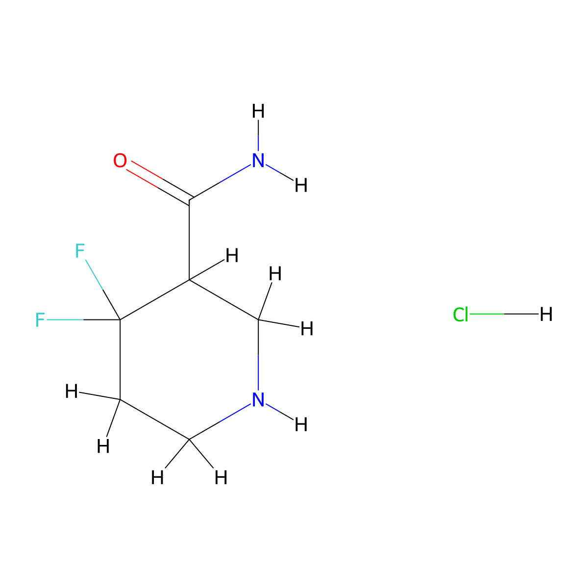 4,4-Difluoropiperidine-3-carboxamide;hydrochloride molecular structure, CAS 1864641-48-4